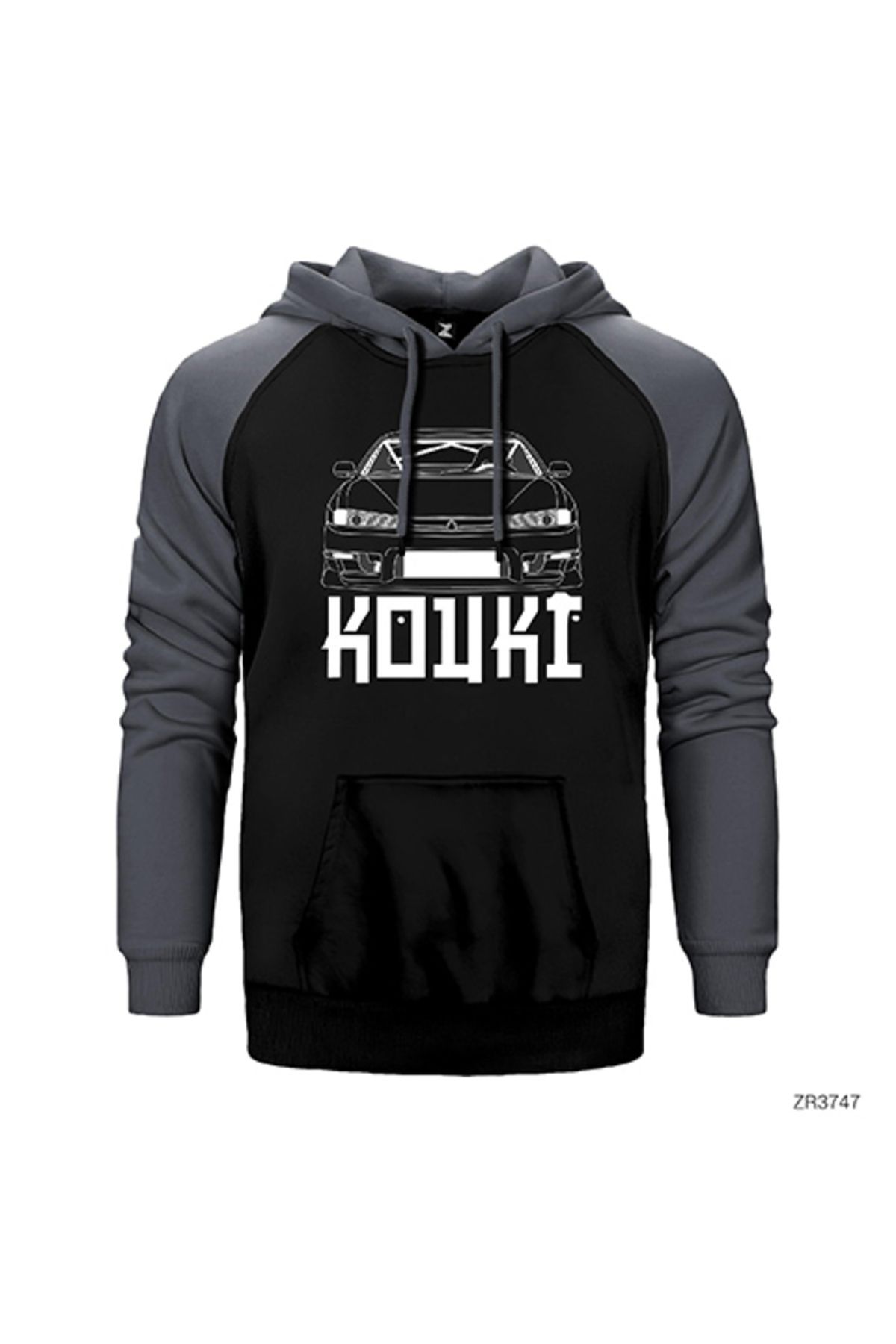 Z zepplin Nissan Kouki Gri Renk Reglan Kol Kapşonlu Sweatshirt