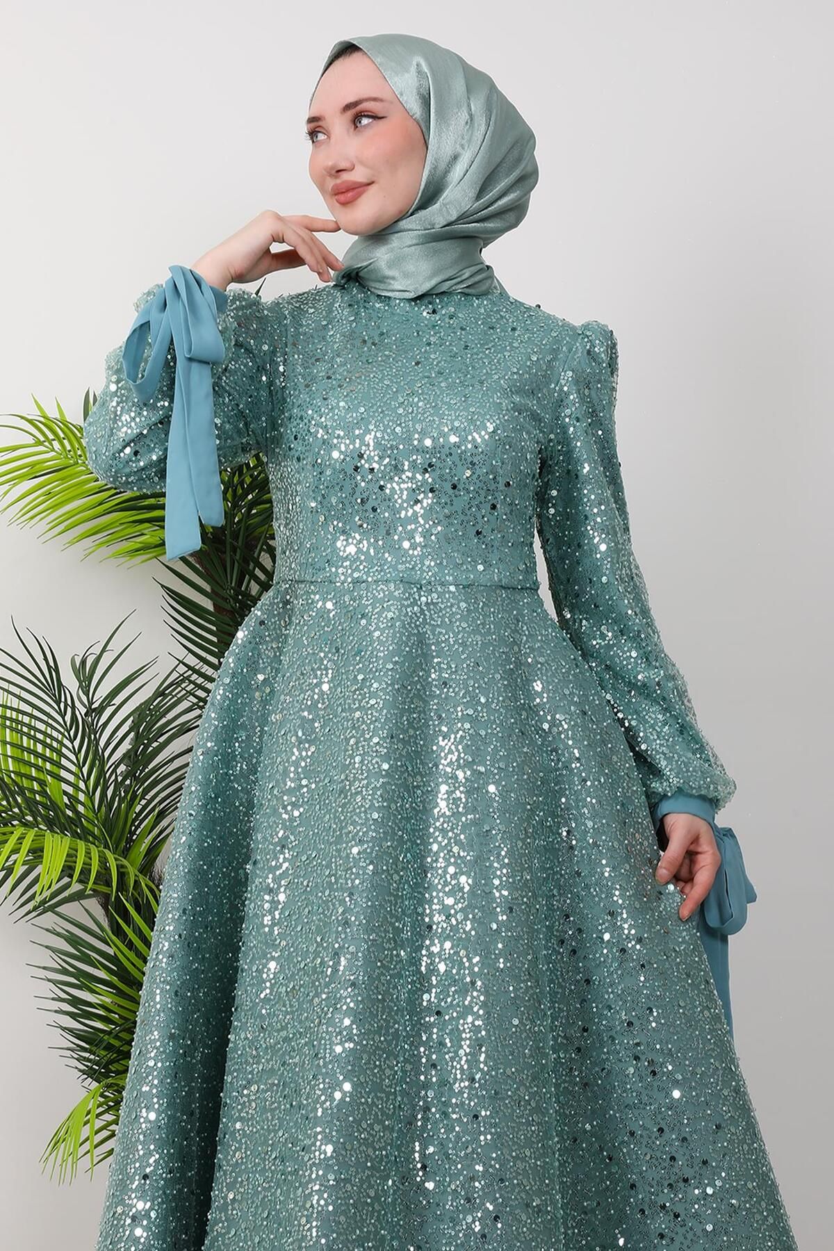 giz astore-Tansu Hijab Evening Dress Mint 5