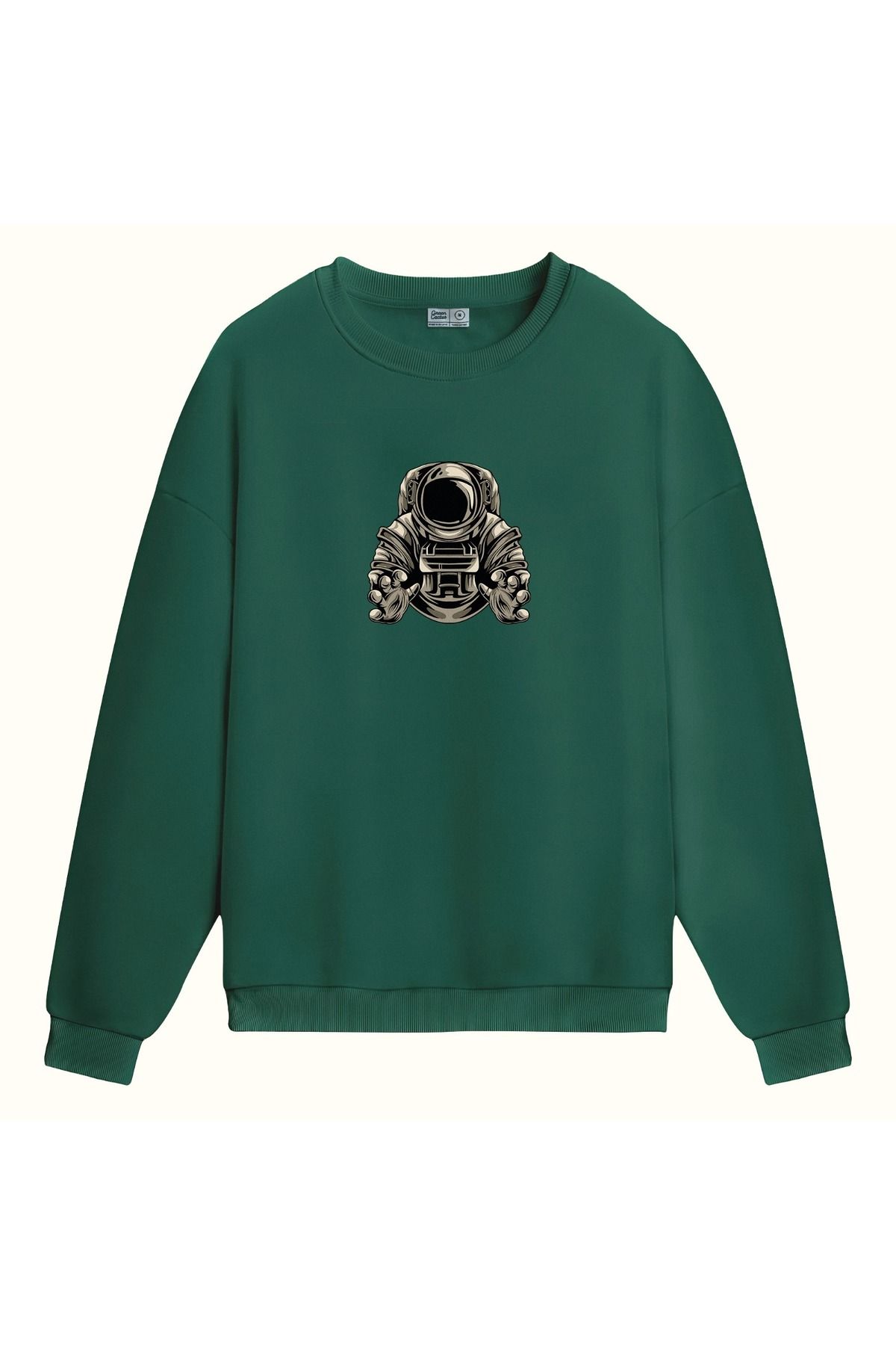 CCwear scary astronaut baskılı bisiklet yaka sweatshirt