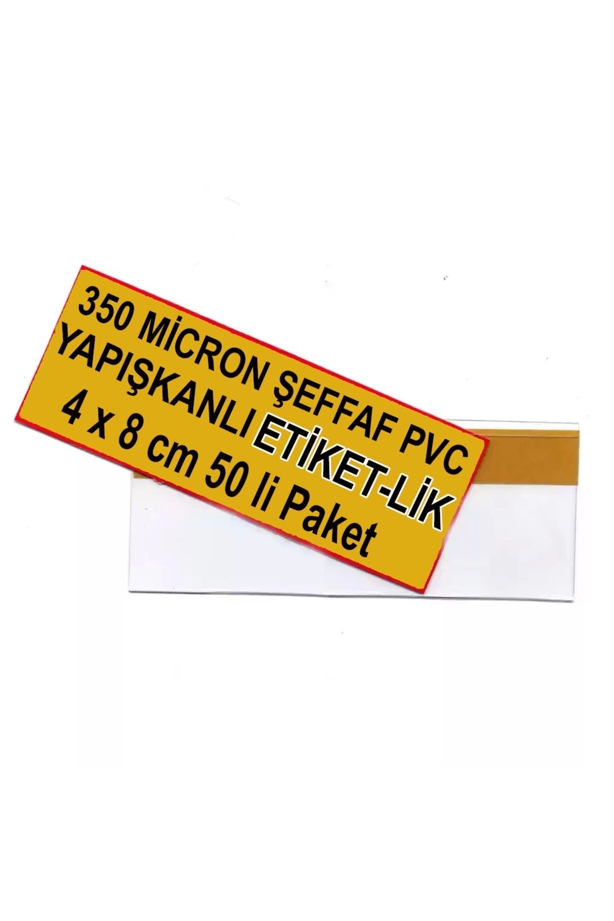 MT 4 cm x 8 cm Bantlı Şeffaf Pvc Market Raf Fiyat Etiketliği 50 Adet