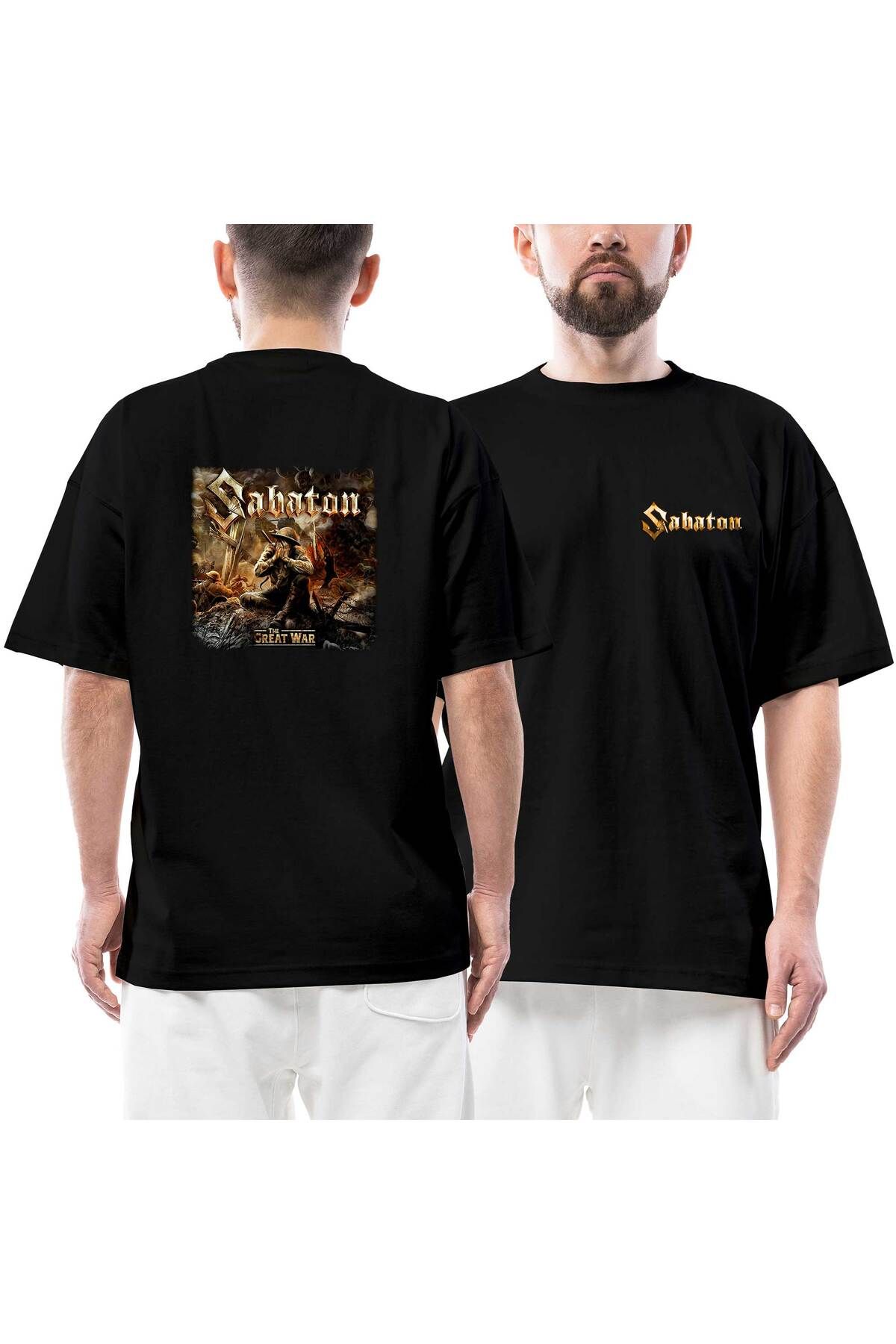 Z zepplin Sabaton The Great War Ön Arka Baskılı Siyah Oversize Tişört