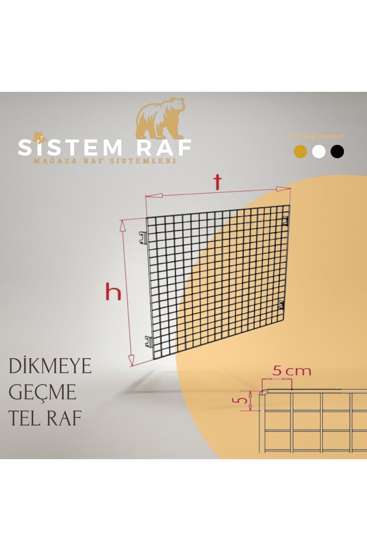 sistem raf Dikmeye Uyumlu Sık Telli Raf - Kanca Askısı