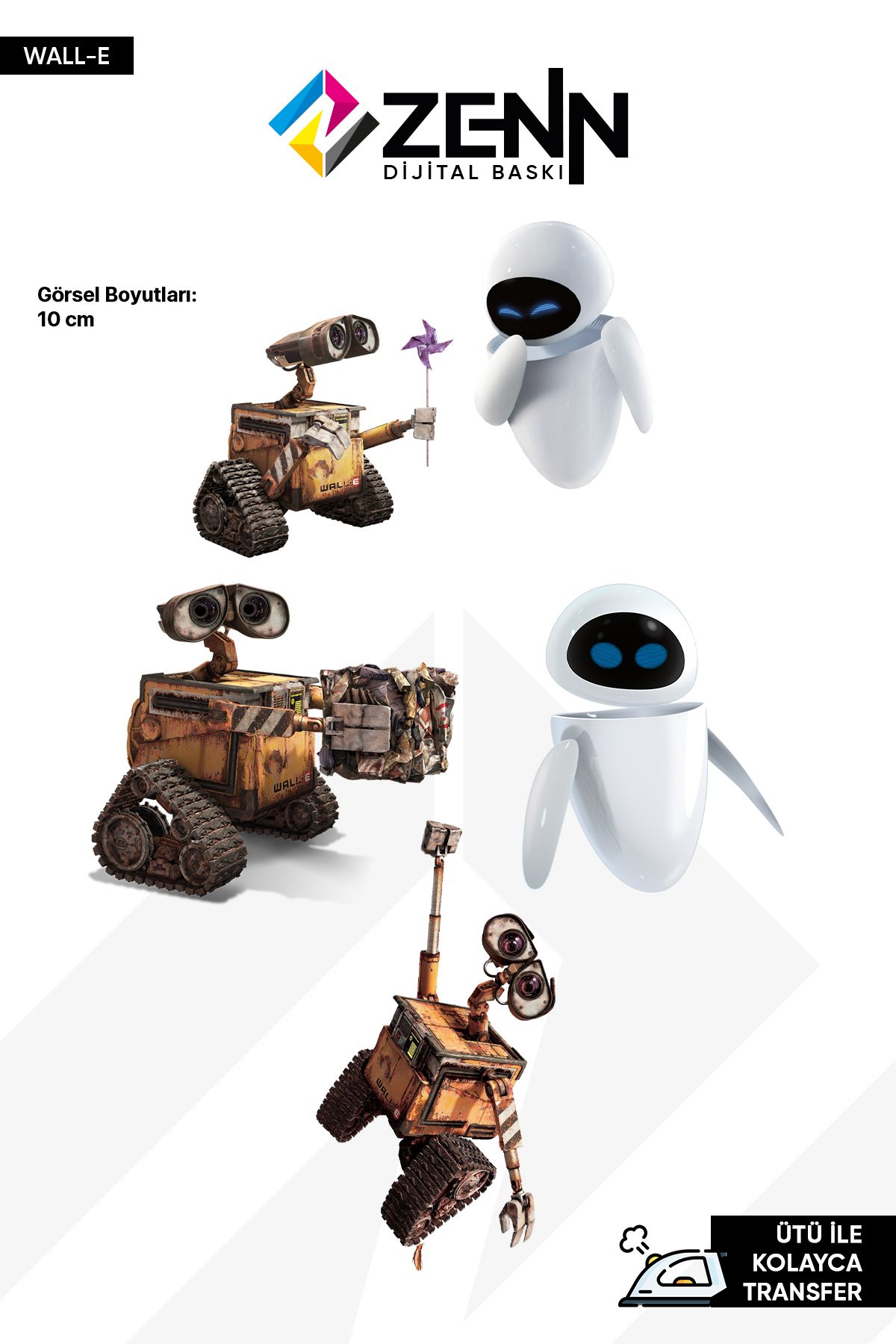 zenn dijital Wall-e Robotlar Set Ütü İle Yapışan Dtf Baskı