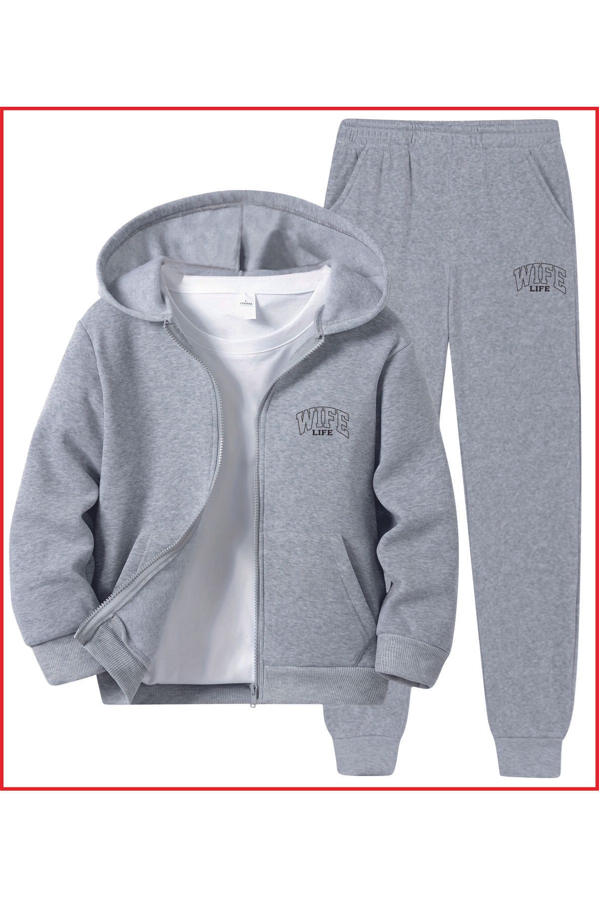 HOFFNUNG FULL ZIP WIFE LIFE NEW GREY oversize sportswear