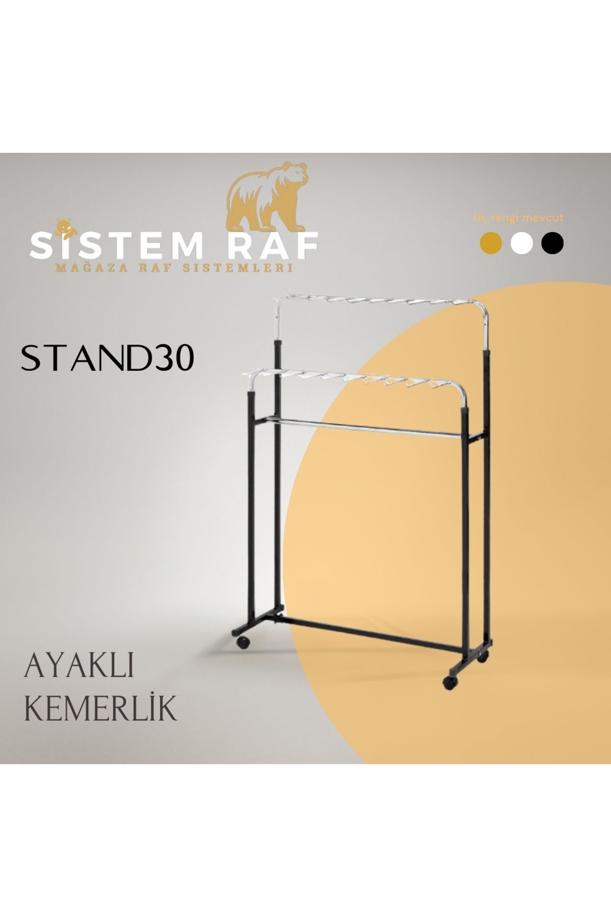 sistem raf Tekerlekli Kemer Standı - Kemer Askılığı