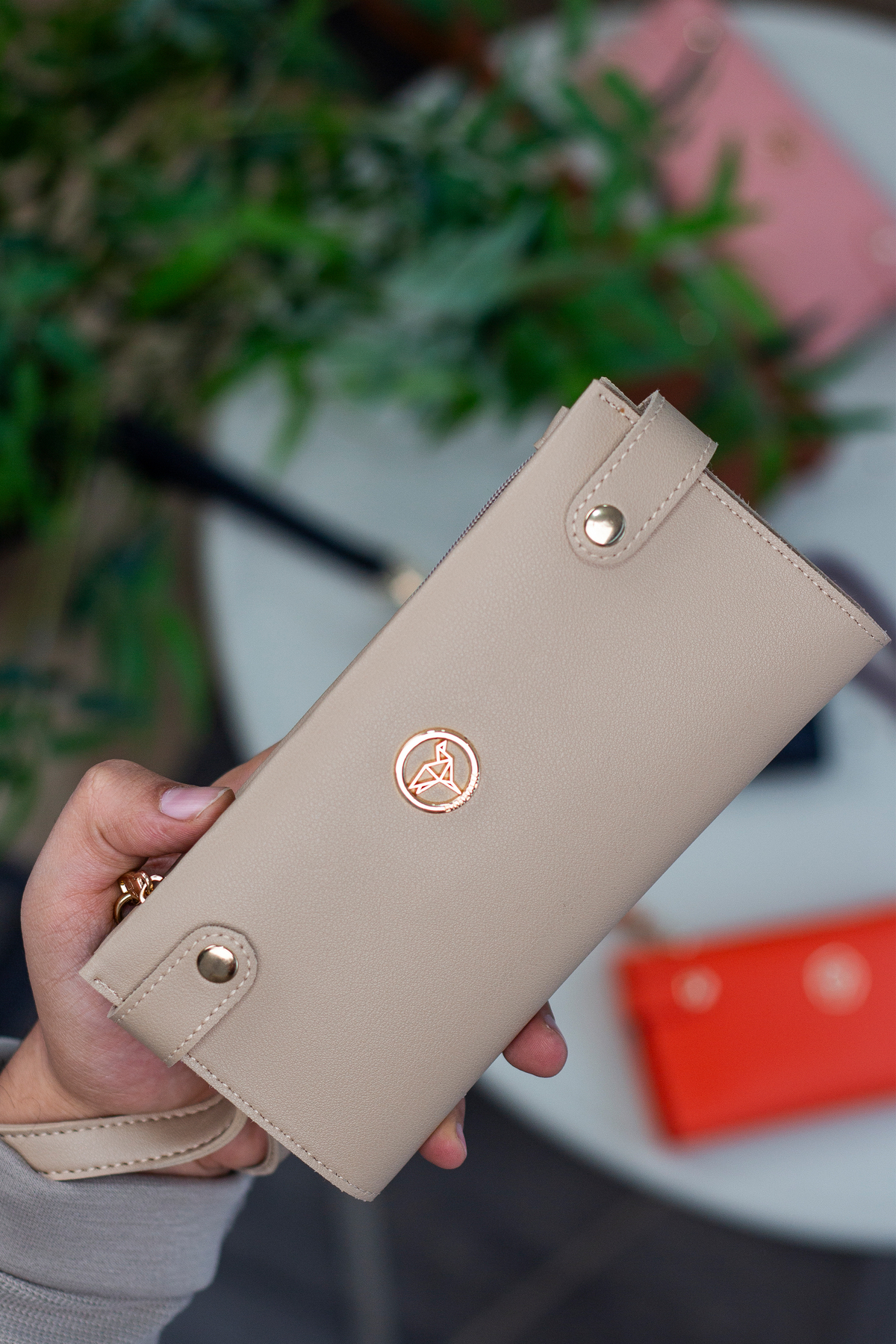 Garbalia  Tiran Bilek Askılı Bozuk Para Bölmeli Bol Kartlıklı Bej Kadın Cüzdanı - Görsel 2