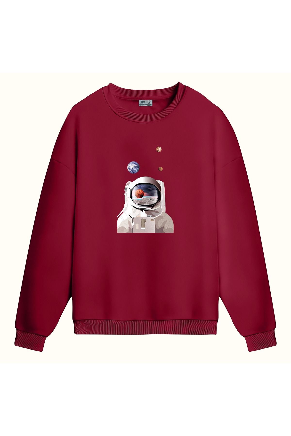 CCwear space travel baskılı bisiklet yaka sweatshirt