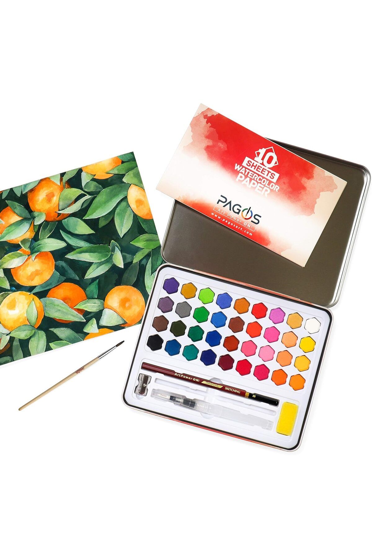 STOREMAX dlshop suluboya boya suluboya boya kutusu sanat seti, 36 canlı renk ve 10 yaprak suluboya kağıdı