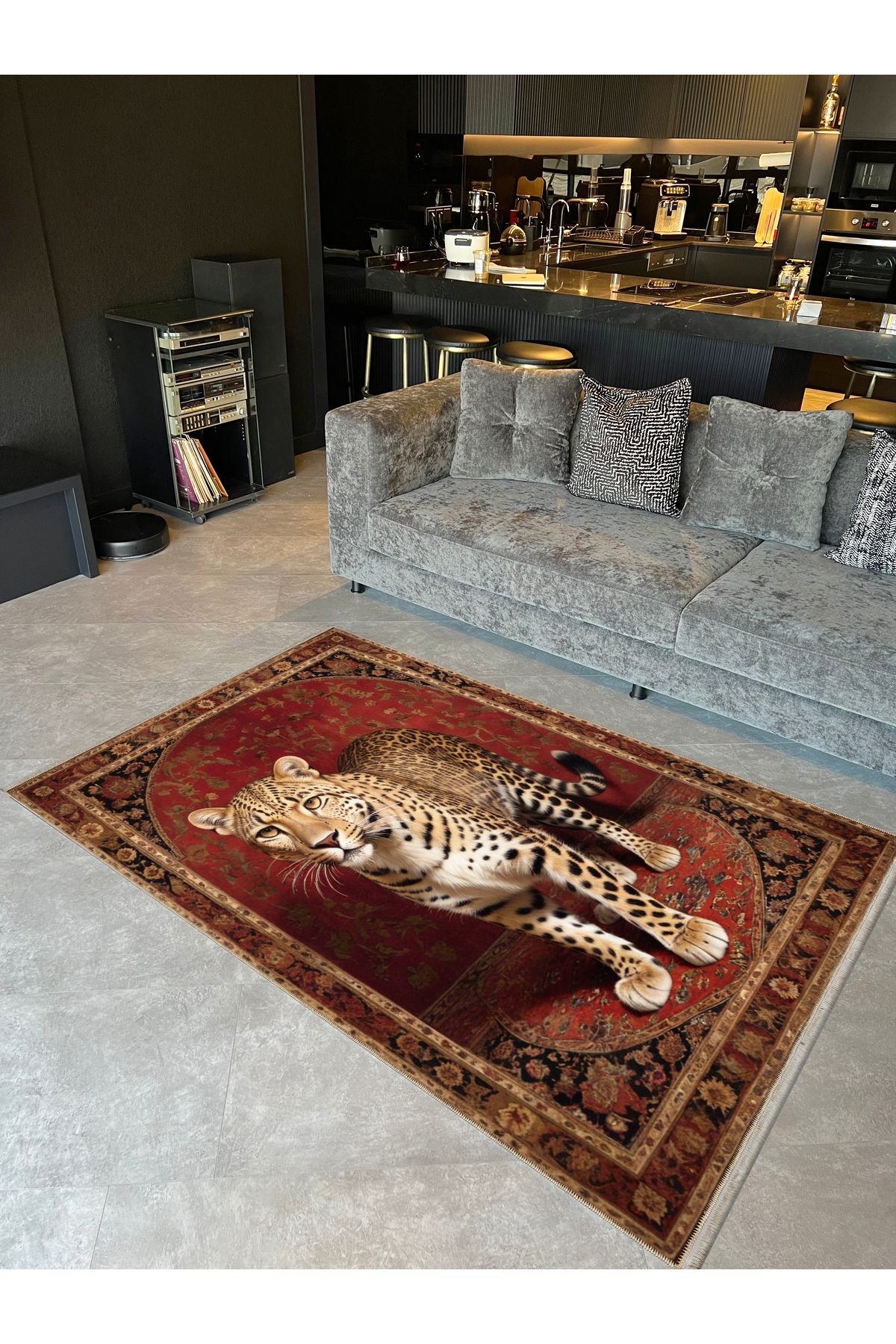 Rugs Modern Halı Buse Koleksiyonu Geleneksel Motifli Leopar Detaylı Desenli Dokuma Taban Modern Dekoratif Halı buse33