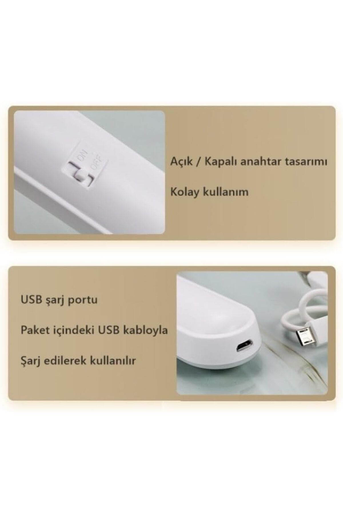 STOREMAX EMLshop Lamba Cabinet Kablosuz Led USB Şarjlı Led Işık Makyaj Tıraş Mıknatıslı Kabin Yeni V