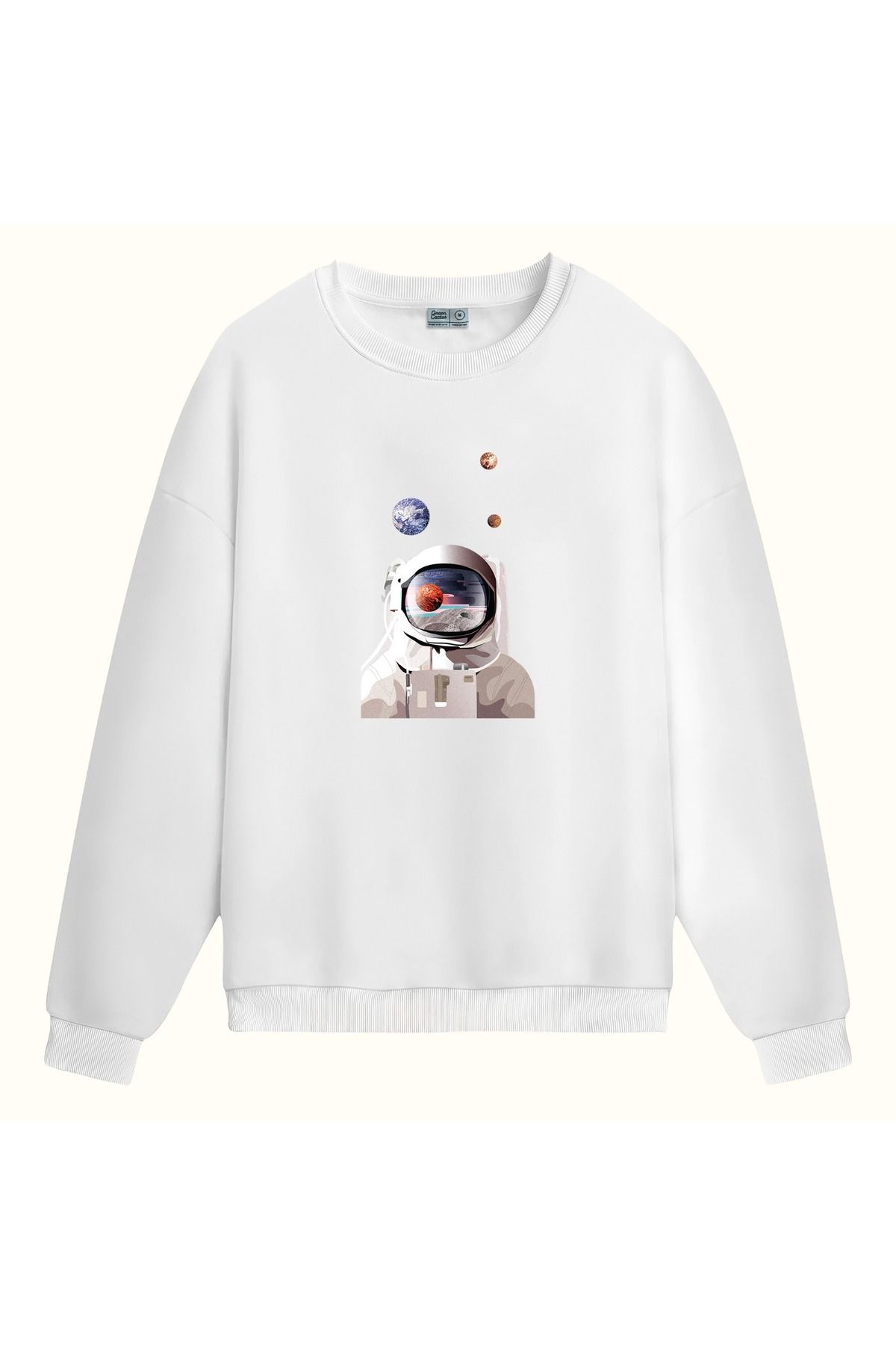 CCwear space travel baskılı bisiklet yaka sweatshirt