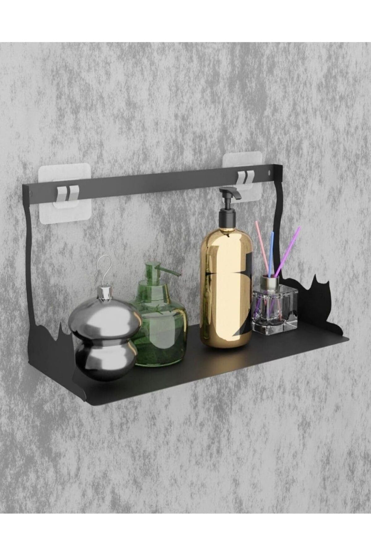 STOREMAX sellbuystore Yapışkanlı Siyah Kedi Desenli Banyo Düzenleyici, Mutfak Düzenleyici, Banyo Organiz