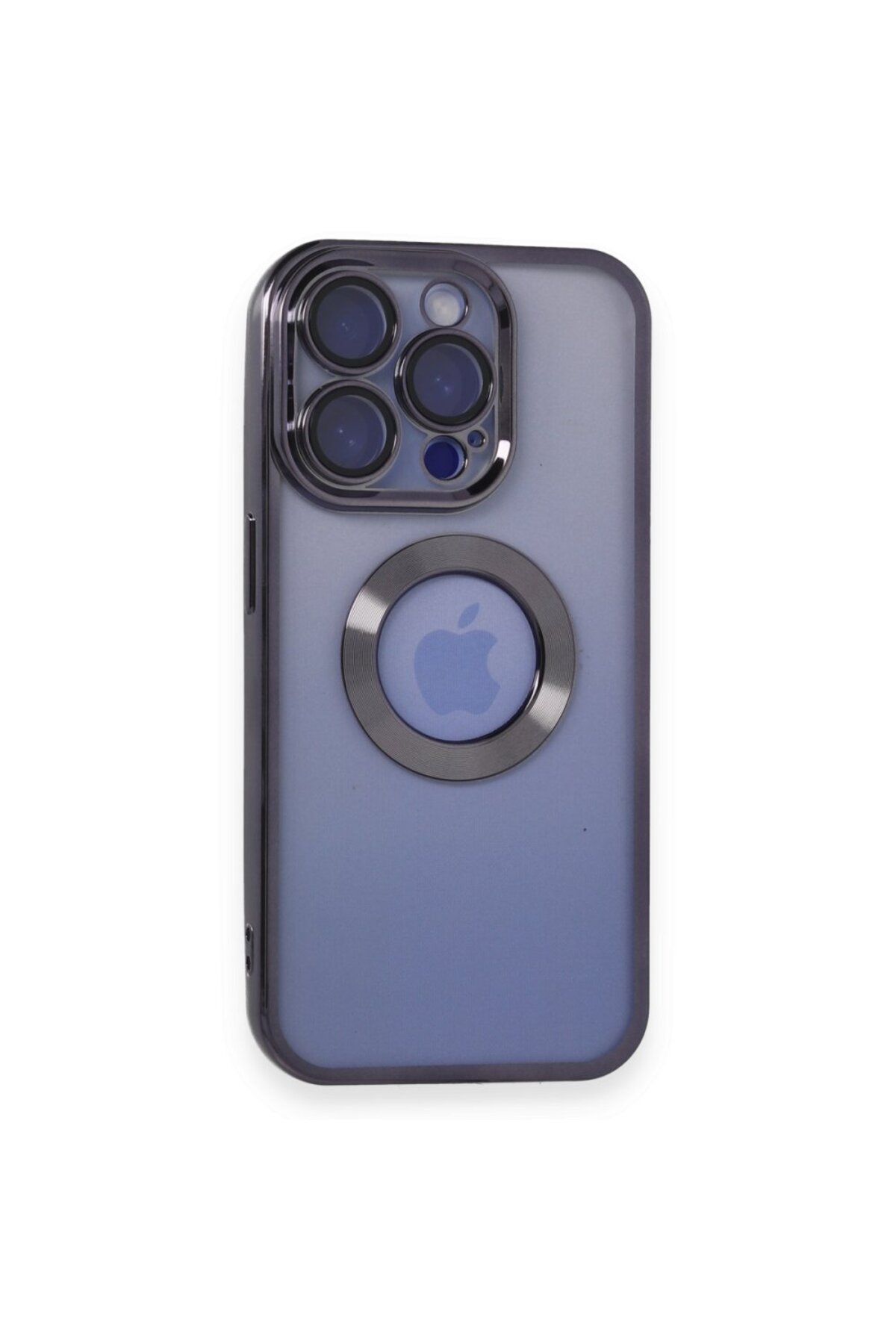 LOFTİN iPhone 15 Pro Max Kılıf Slot Silikon Lens Koruyucu- Mor