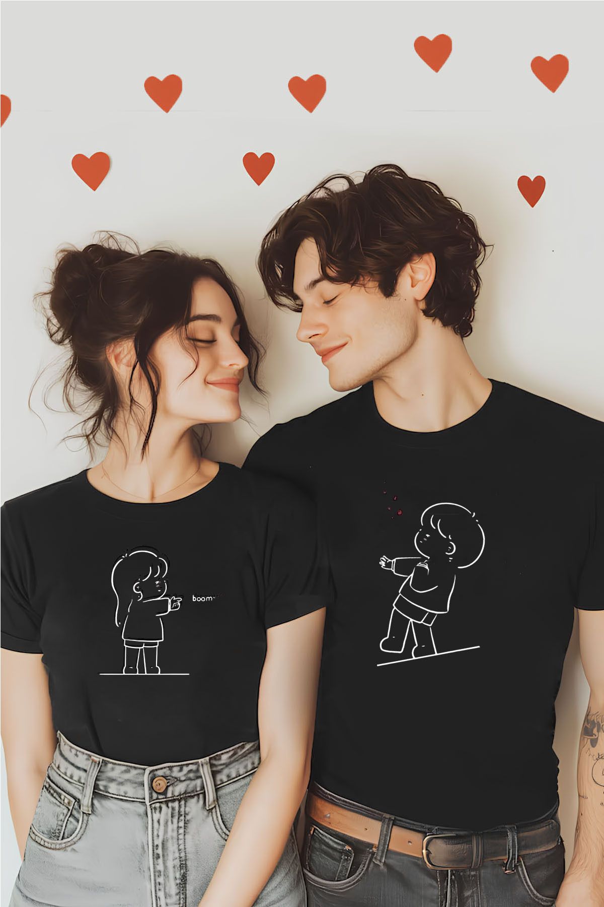 pointless Couple Baskılı Unisex Çift Sevgili Oversize T-shirt