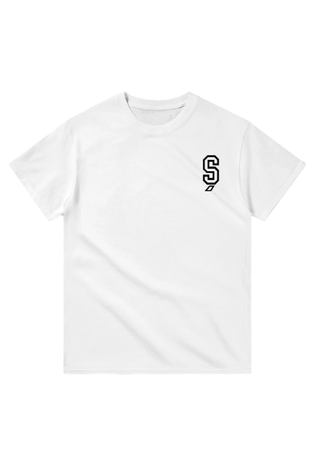 Cooqpoo Ş Harfi Baskılı XS-S-M-L-XL-2XL Beden Kadın Erkek Unisex Pamuklu Beyaz Tshirt