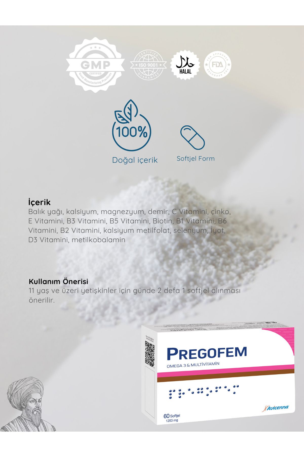 Avicenna-Pregofem - Food Supplement with Omega 3 and Multivitamins - 60 Softgel Capsules 2