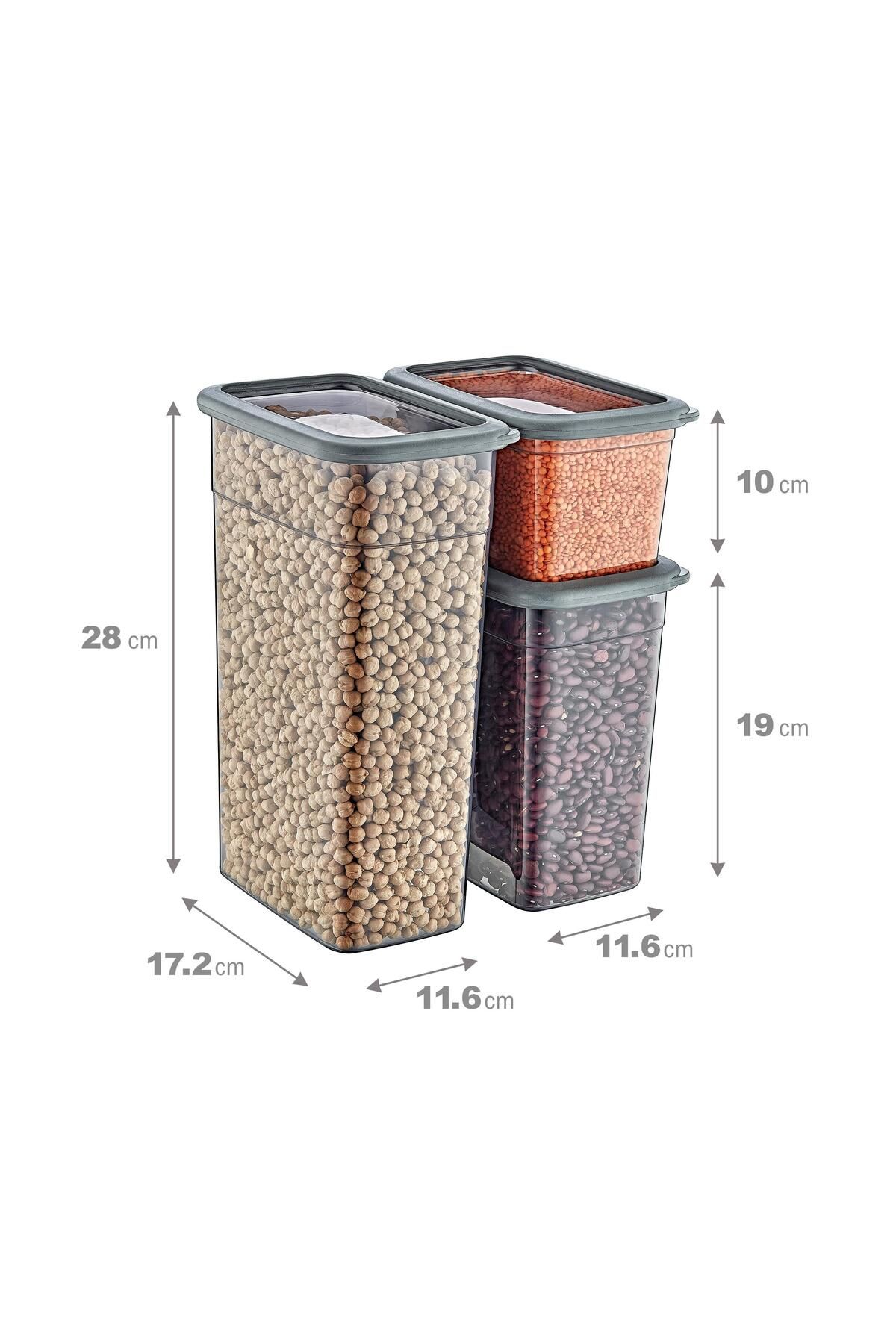 Smartware-Anthracite Set of 2 - Rectangular Storage Container, 1210 ml and 2350 ml Quantity 4