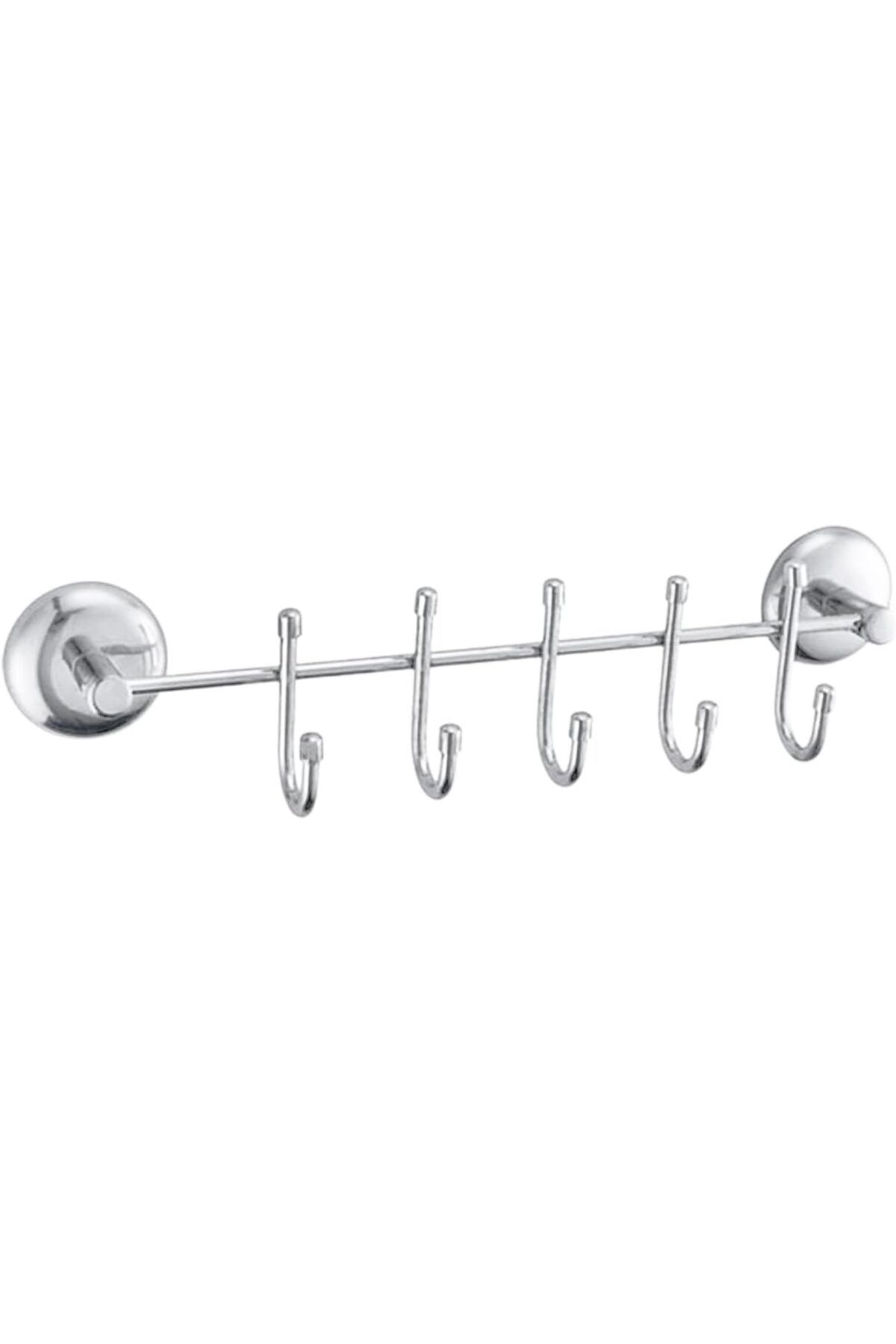 yenibagshop Vidalı Askılık 5'li Metal Banyo Lavabo Sağlam Aparat Krom Askılık Elbise Havlu Asma Askı