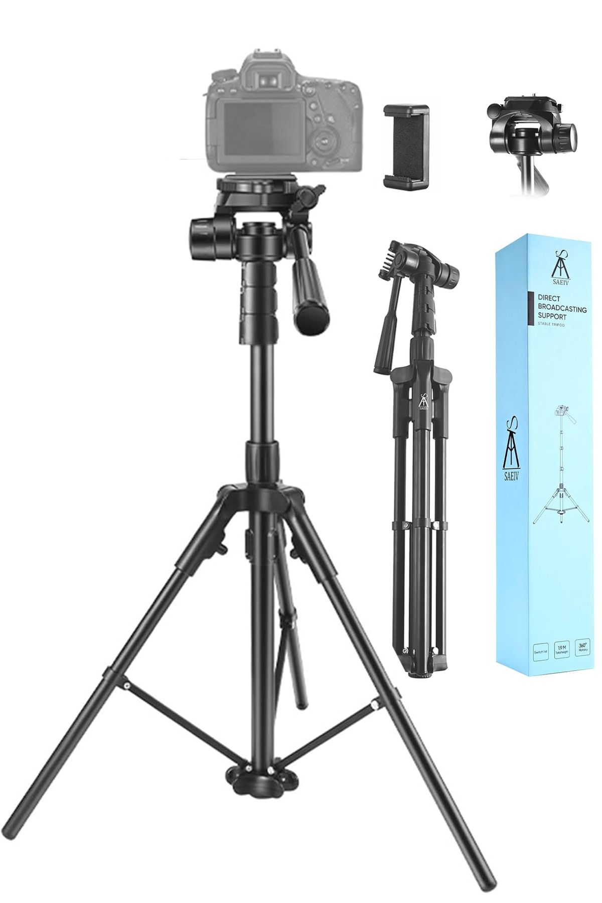 The Wlue Ultra Profesyonel 3 Yollu Alüminyum Tripod 1,9 Metre Ring Light / Kamera / Selfie Tripod