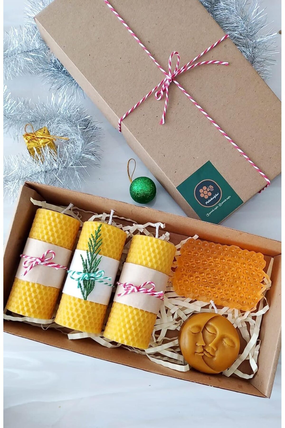 STOREMAX lvnmblya Dekoratif Doğal Petek Balmumu Mum 3 Adet 4.5 CmX10Cm Ay Ve Güneş Mum Gerçek Ballı Sabu