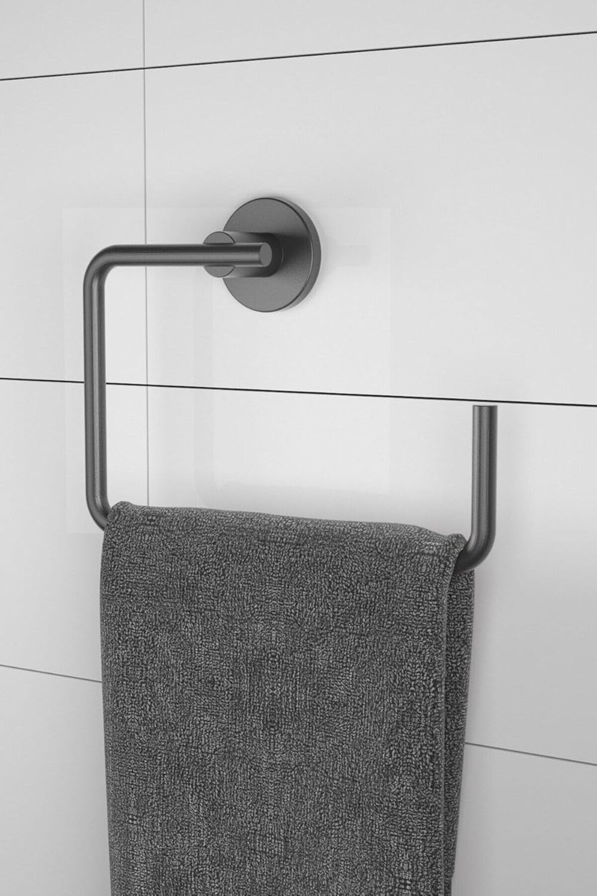 yenibagshop Haus Banyo Aksesuar Seti Siyah Kare Havluluk Tuvalet Kağıtlığı Bornozluk Mat Siyah