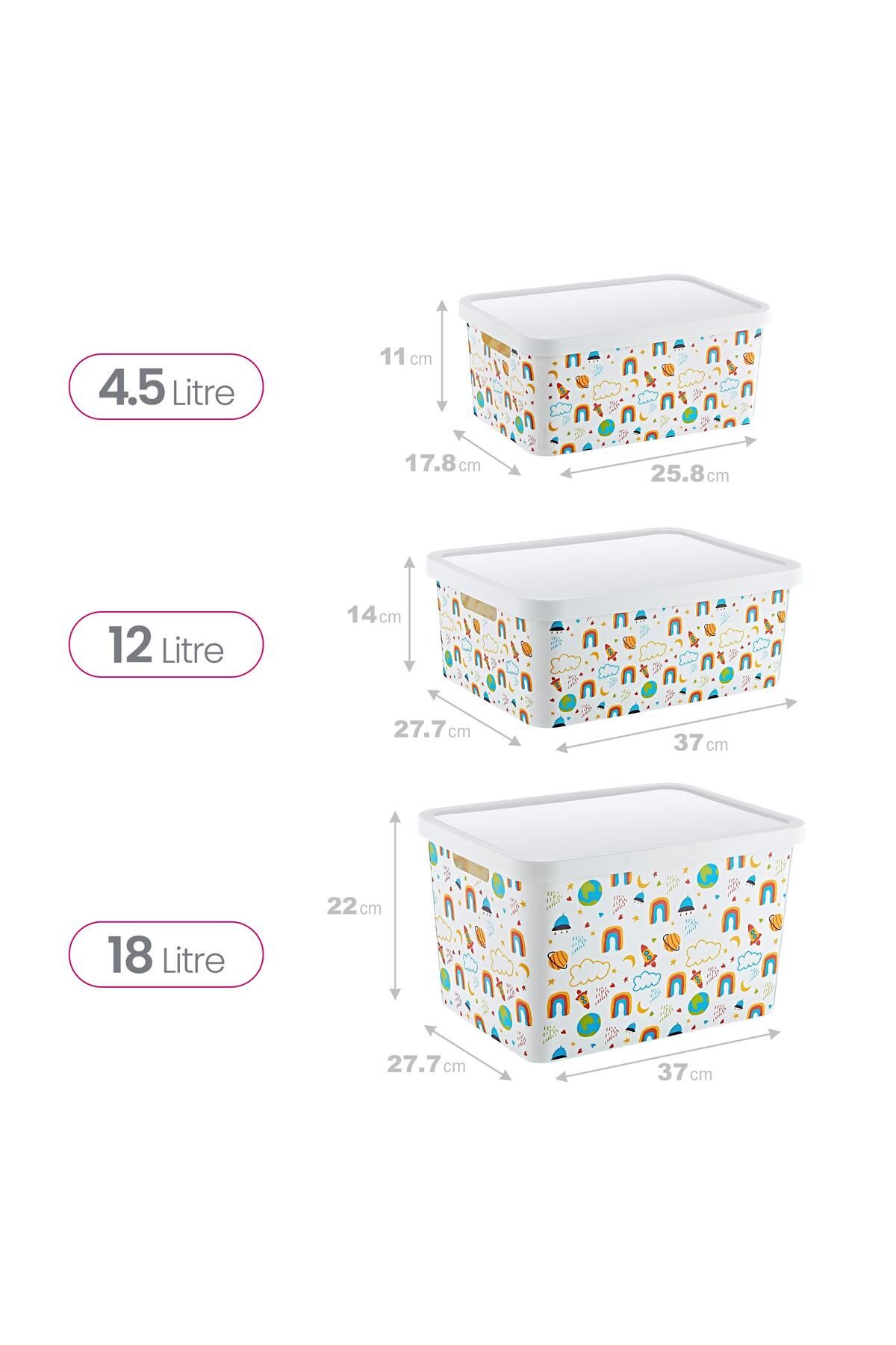 Smartware-Rainbow Patterned Set of 3 Stafi Box - 4.5-12-18 Lt 3