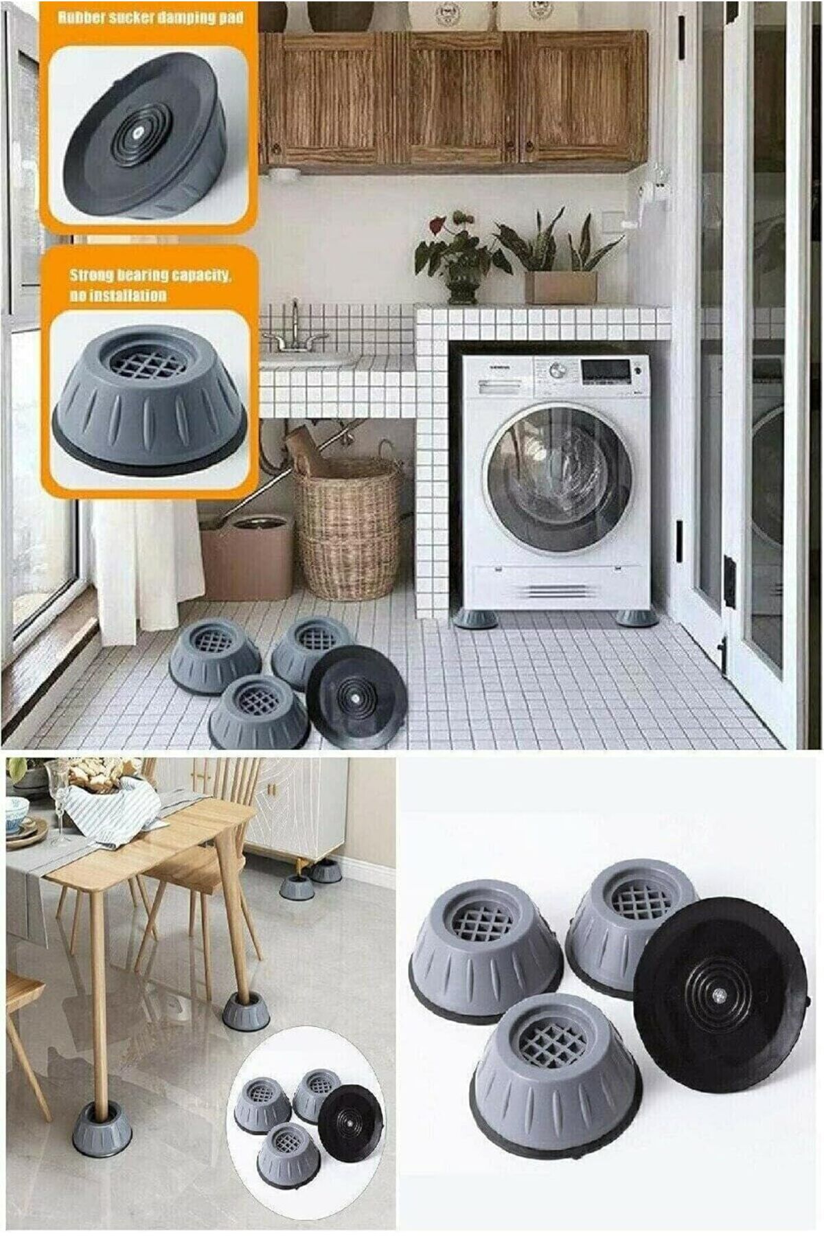 yenibagshop Makinesi Titreşim Önleyici Kaydırmaz Vantuzlu Stoper Set 4 Adet