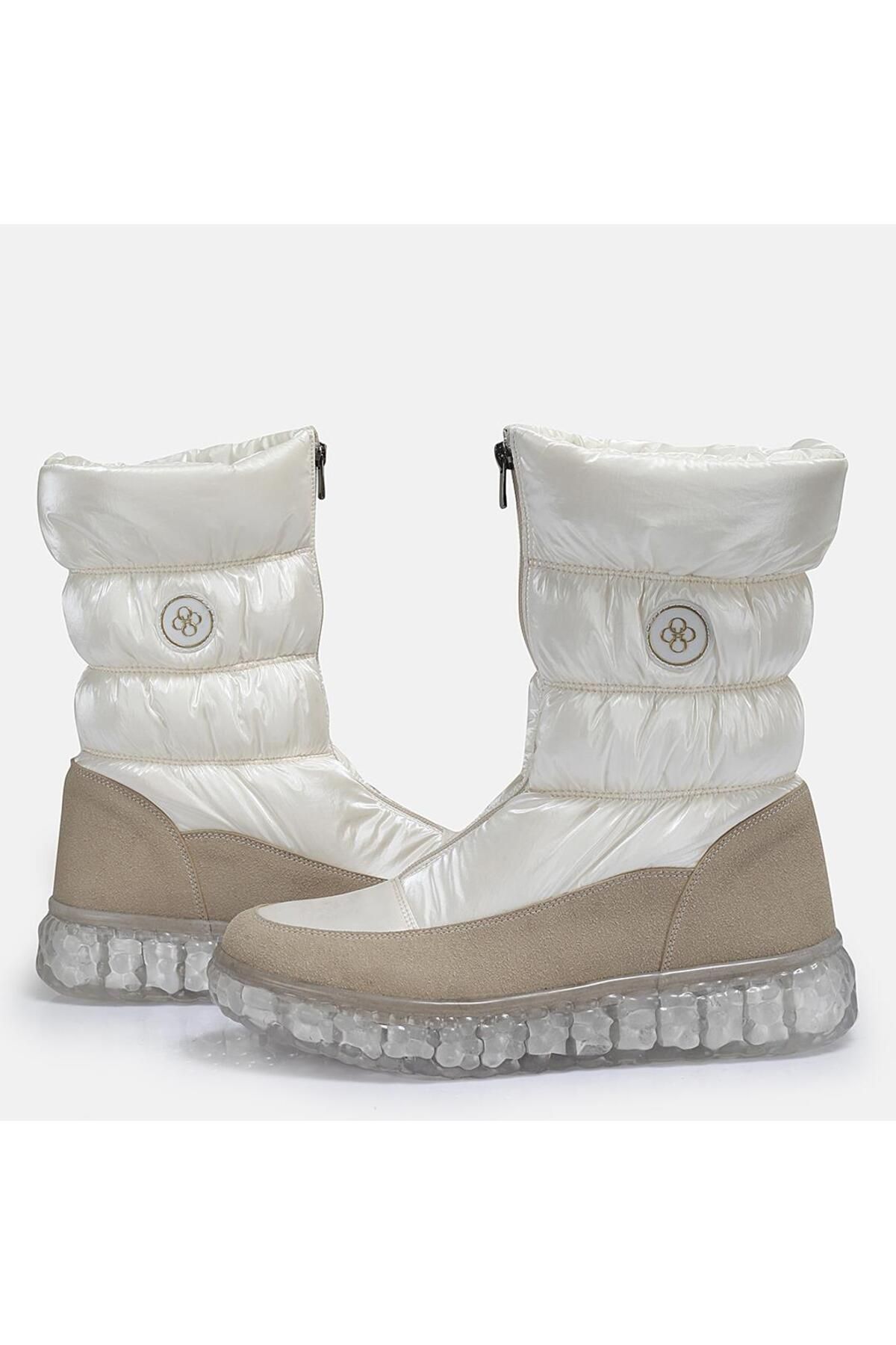 37Numara-Beige Shiny Large Size Women's Snow Boots - 42-43-44-45 7