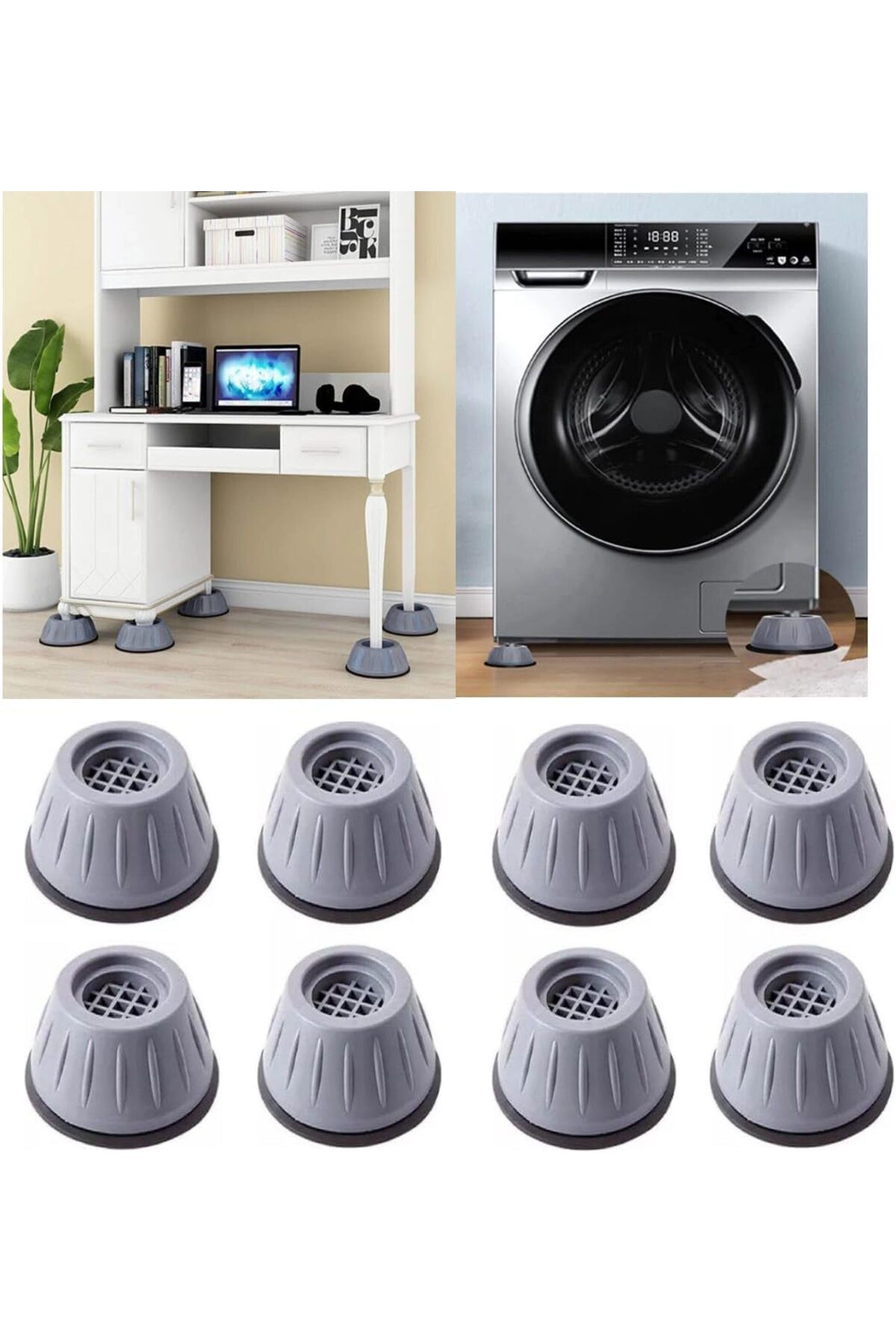 yenibagshop 8 Adet Beyaz Eşya Altlığı Ayağı Çamaşır Bulaşık Makinası Buzdolabı Yükseltici Titreşim Önleyici