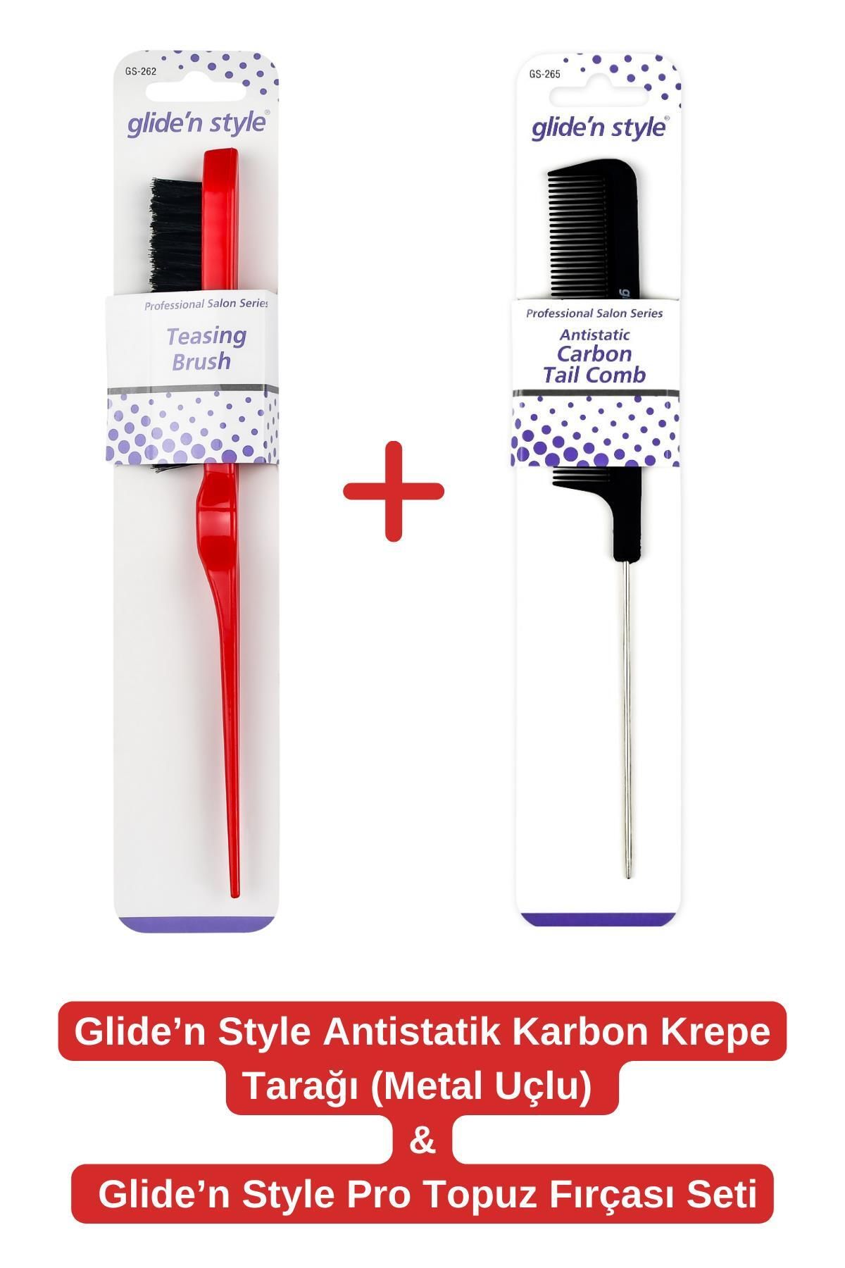 Glide'n Style Antistatik Karbon Krepe Tarağı/Topuz Fırçası