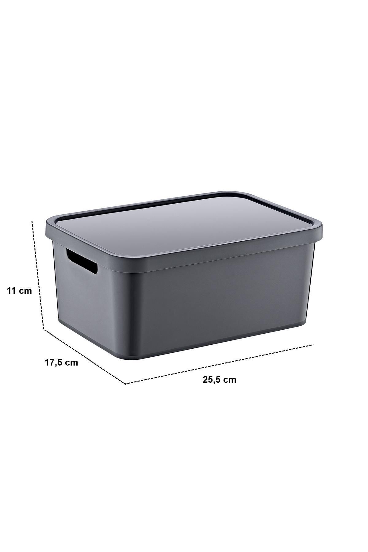 Smartware-Anthracite 4.5 Lt Box with Lid - Set of 4 Stafi, Multi-Purpose 3