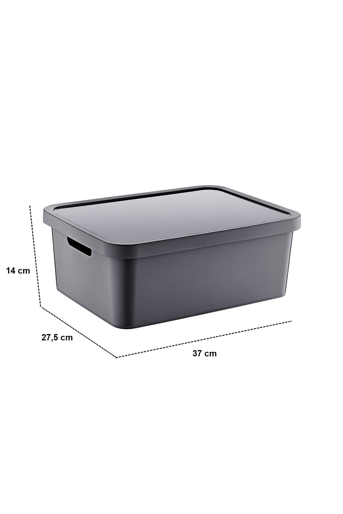 Smartware-Anthracite 12 Lt Set of 4 Stafi - Multi-Purpose Box with Lid 3