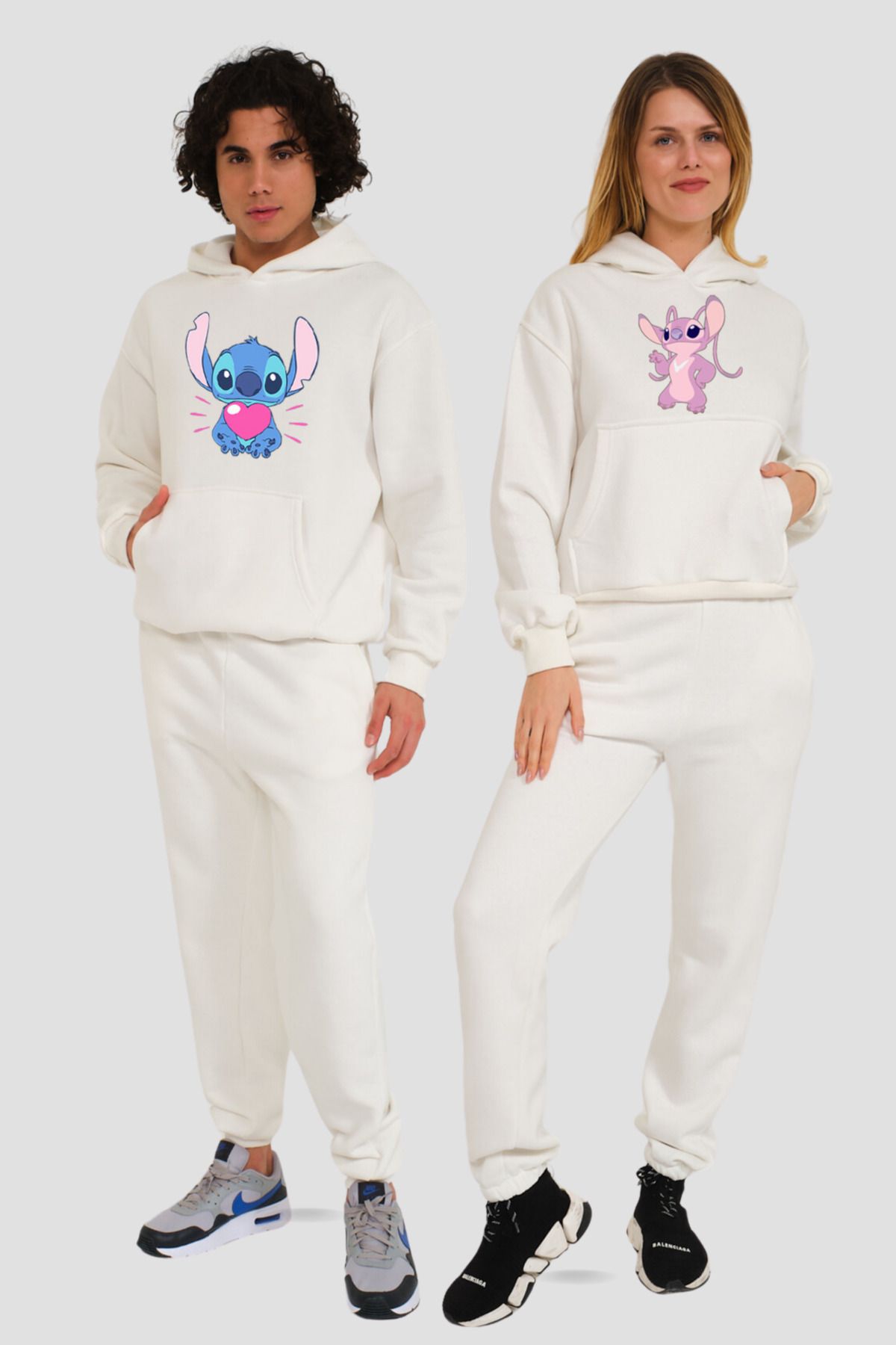 CC STORE Stich & Angel Sevgili Eşofman Takımı Set Sweatshirt Eşofman Altı