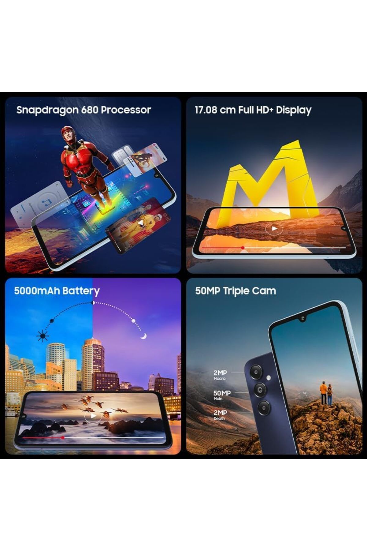 Samsung-Galaxy M14 4G (Sapphire Blue,4GB,64GB) | 8GB RAM with RAM Plus | 3