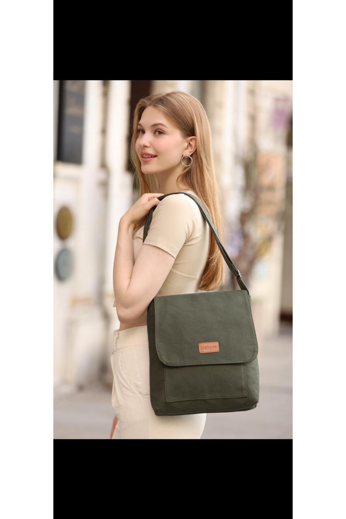 PASSTELL  Kanvas Kumaş Unisex Postacı Çanta - Görsel 7