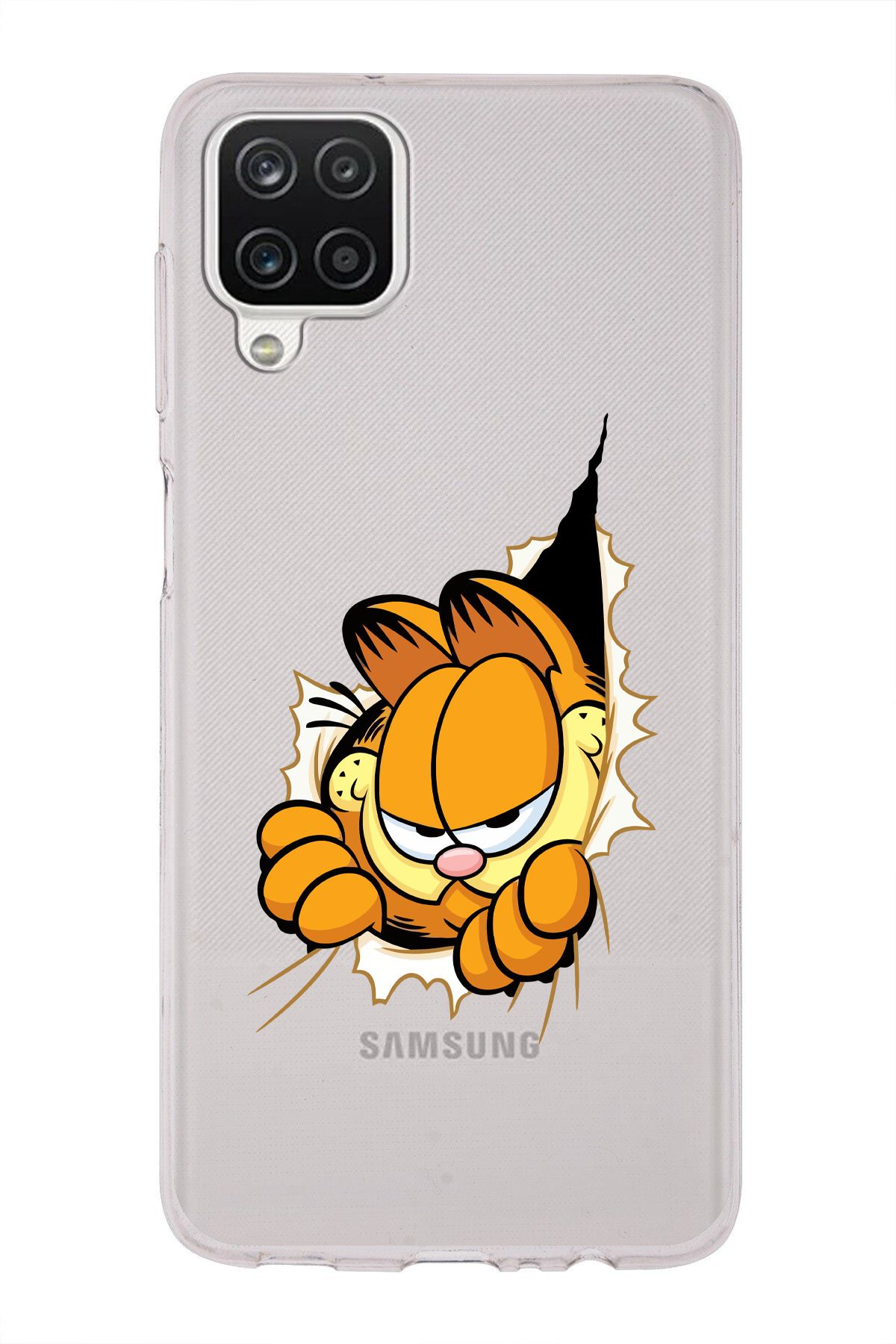 moonset Samsung Galaxy M33 Uyumlu Garfield Tasarımlı Baskılı Şeffaf Telefon Kılıfı