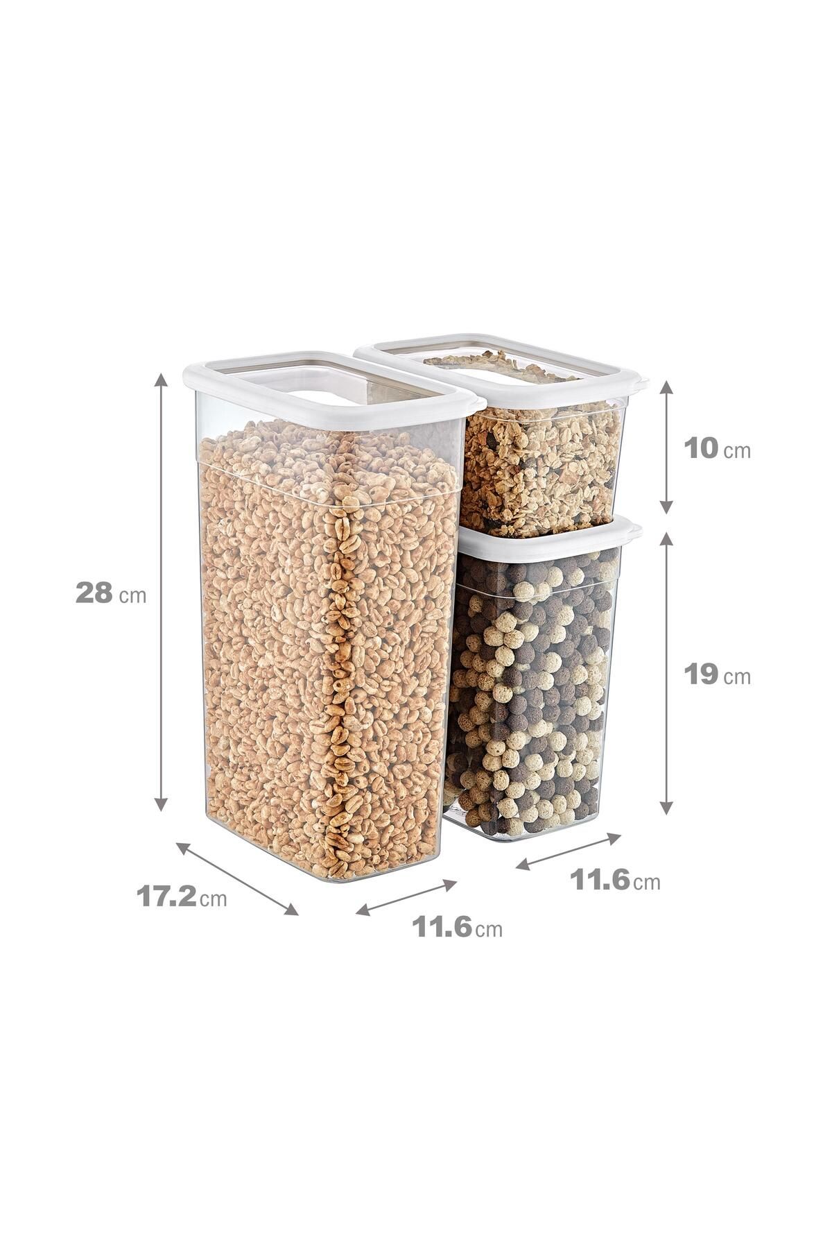 Smartware-White Set of 4 Scale Rectangular Storage Containers - 1210 Ml, 2350 Ml, 3500 ml 4