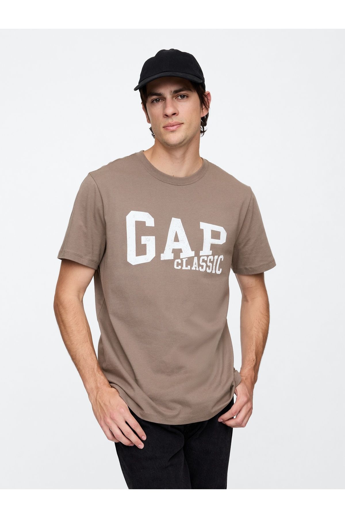 GAP Erkek Kahverengi Everyday Soft Gap Logo Grafik T-Shirt