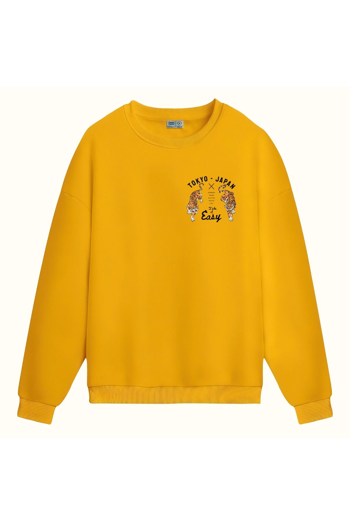 CCwear kaplan ve tokyo japan baskılı bisiklet yaka sweatshirt