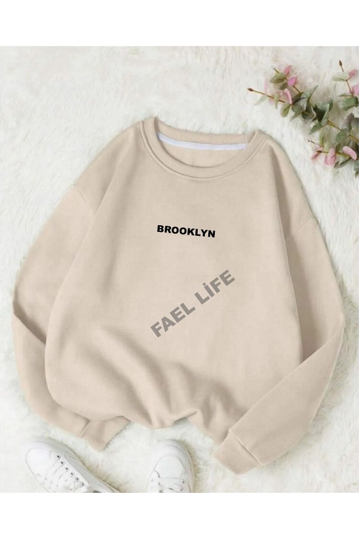 FAEL LİFE UNISEX OWERSIZ BISIKLET YAKA BROKLYN BASKILI ERKEK/KADIN