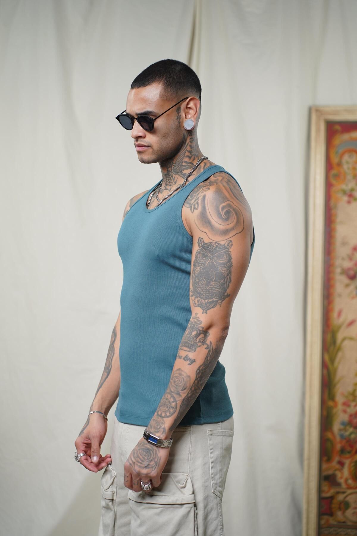 king brich-Slim Fit Camisole Flexible Plain Men's Sports Athlete 3