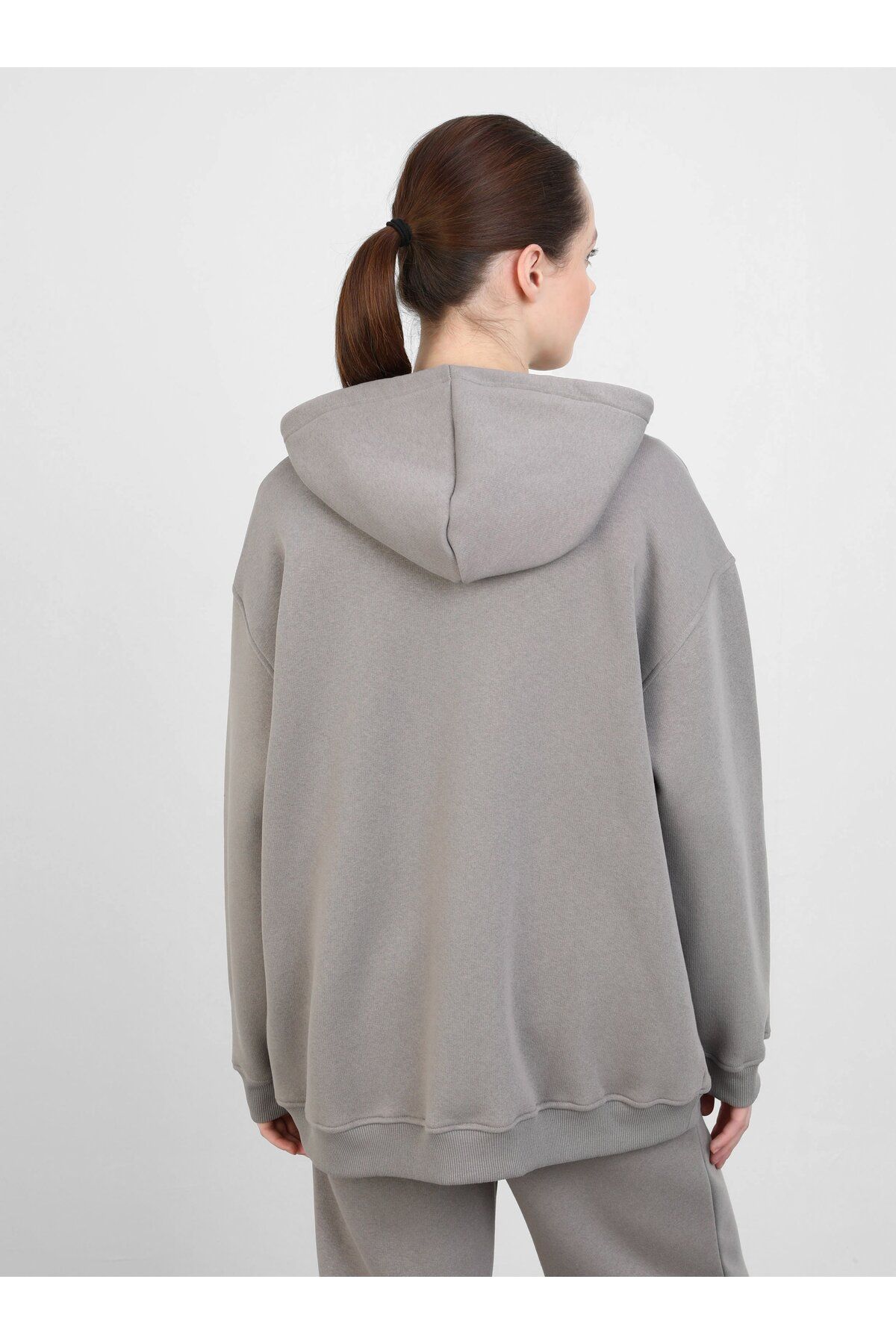 Benin-Gray Oversize Hooded Zippered Jacket - Benin 5