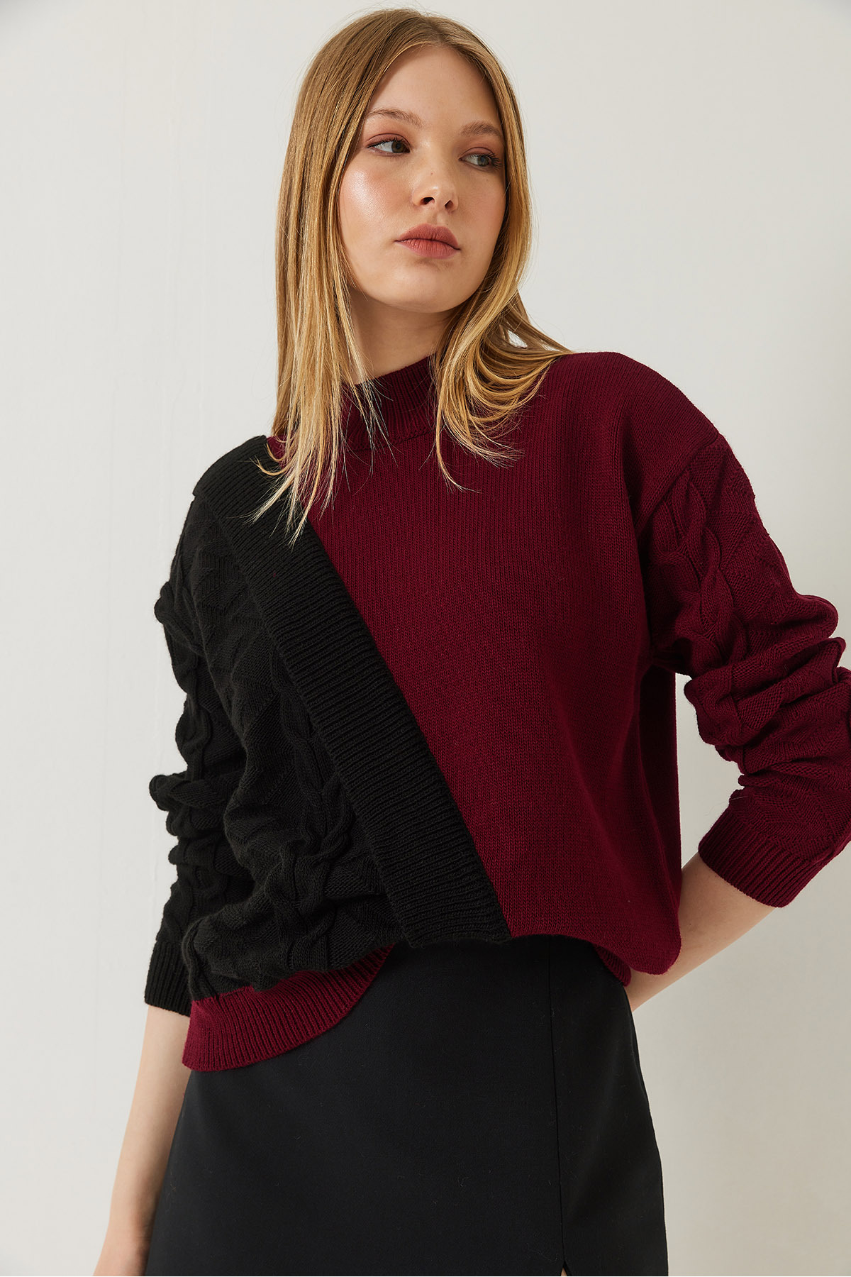LUCCI Patterned Half Turtleneck Ribbed Sweater 3