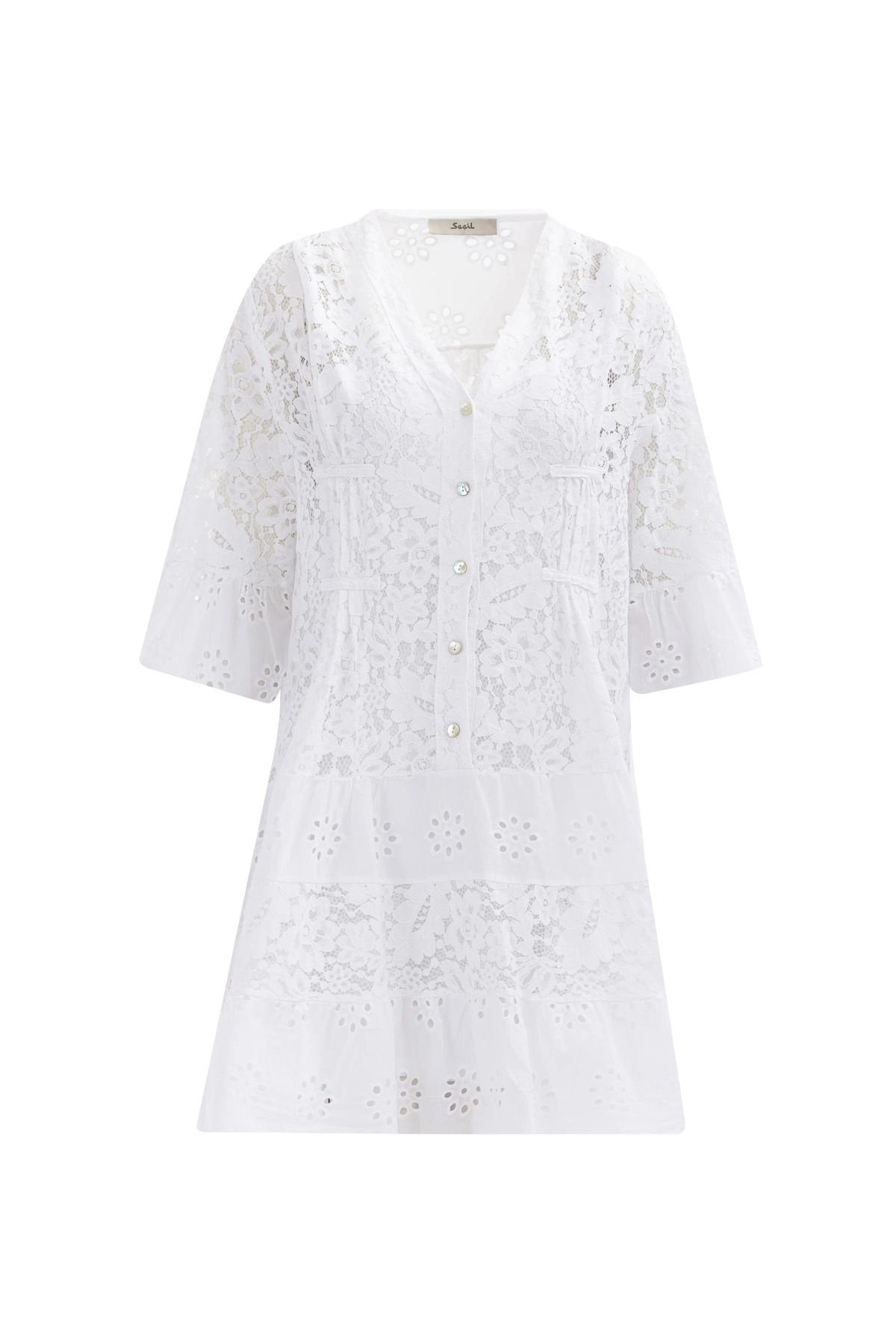 SEÇİL-V-Neck Patterned Dress 8
