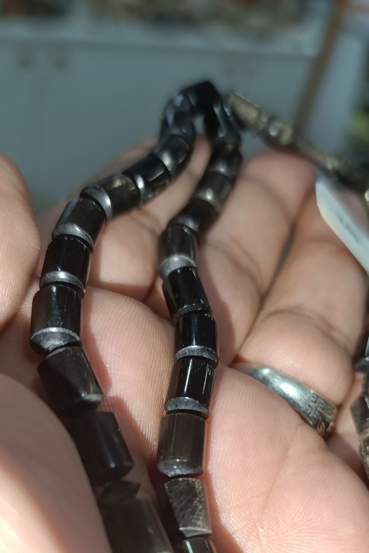 TAŞÇIZADE-Buffalo Horn 7.5 X 9.5 mm Capsule Cut Horn Rosary 2