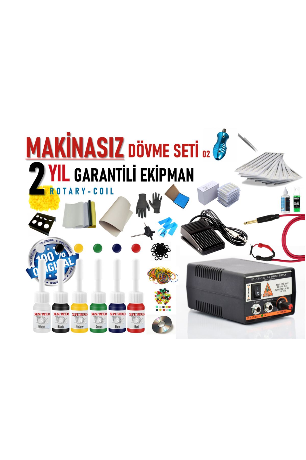 XLINETATTOO MAKİNASIZ DÖVME SETİ - DÖVME MAKİNASI HARİÇ FULL SET - LX02