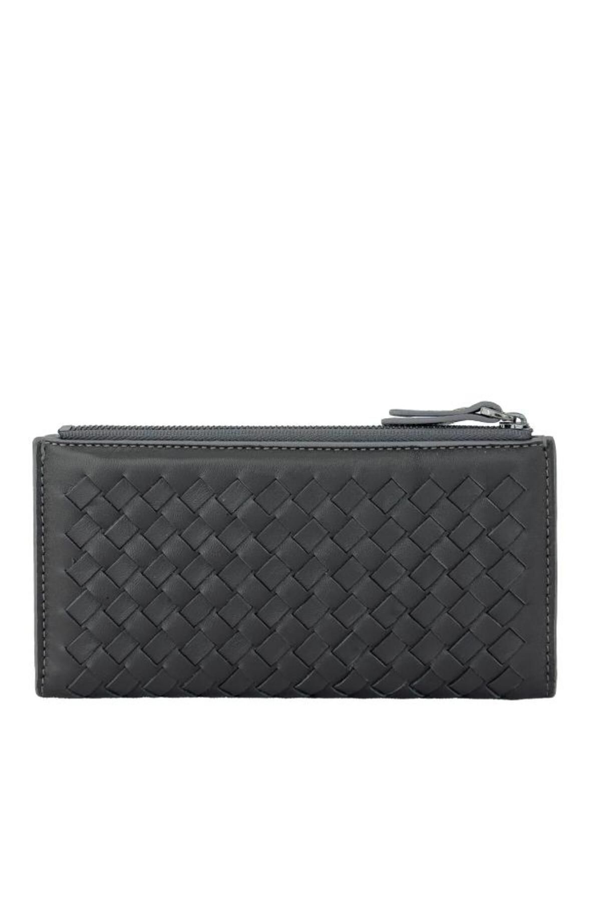 Grande-Gray Genuine Leather Women's Knitted Wallet 2760 2