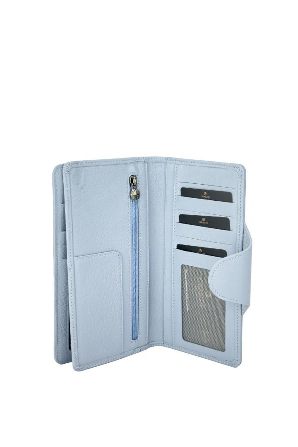 Grande-Unisex Genuine Leather Wallet - Ice Blue, Model 2644 4