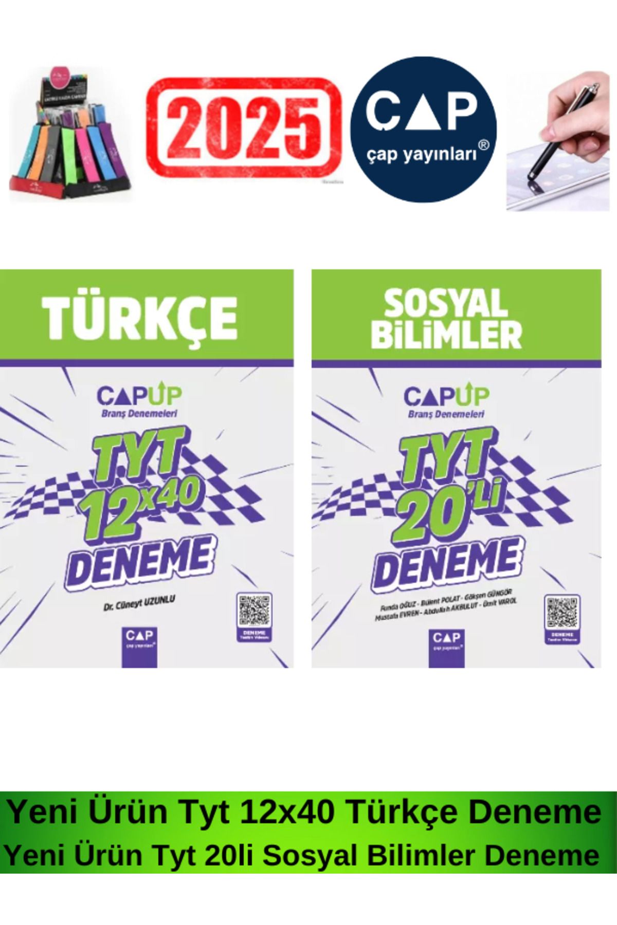 Çap Yayınları Çap Up 2025 Tyt Türkçe12x40-Sosyal20 li  Branş Deneme Seti+Kalem+Lastikli Kalemlik