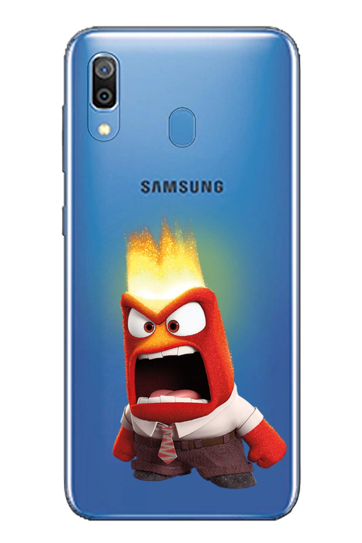 TechTree SAMSUNG Galaxy A20 / A30 Uyumlu Ters Yüz Kızgın Anger Tasarımlı Şeffaf Silikon Kılıf